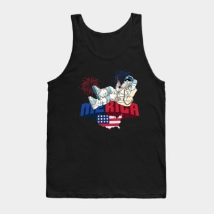 4th of July Astronaut patriotic astronaut moon landing Tank Top